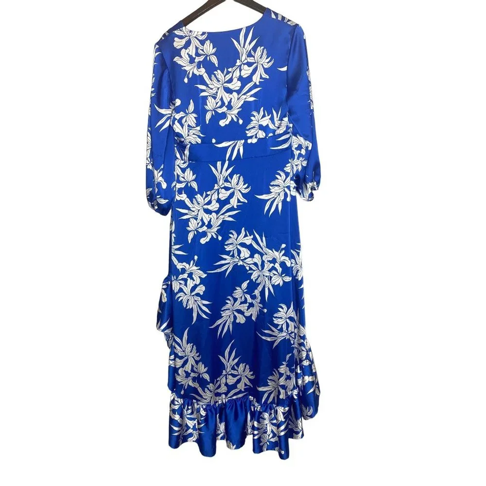 NWT ALEXIS for Target Blue Floral Tie-Front High-Low Dress Medium - Picture 5 of 16